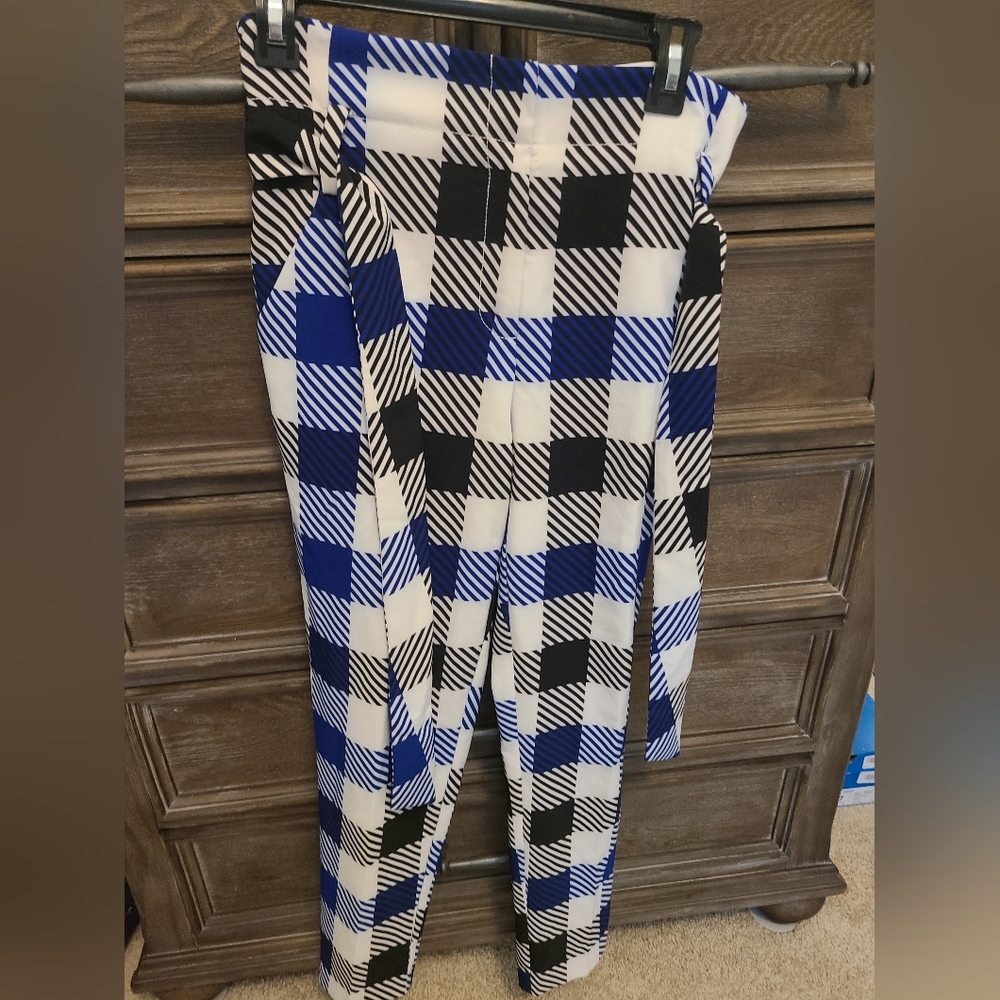 New York & Company High Waist Plaid Pants